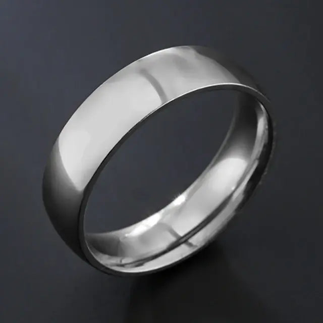 Men's Black Silver Groove Ring