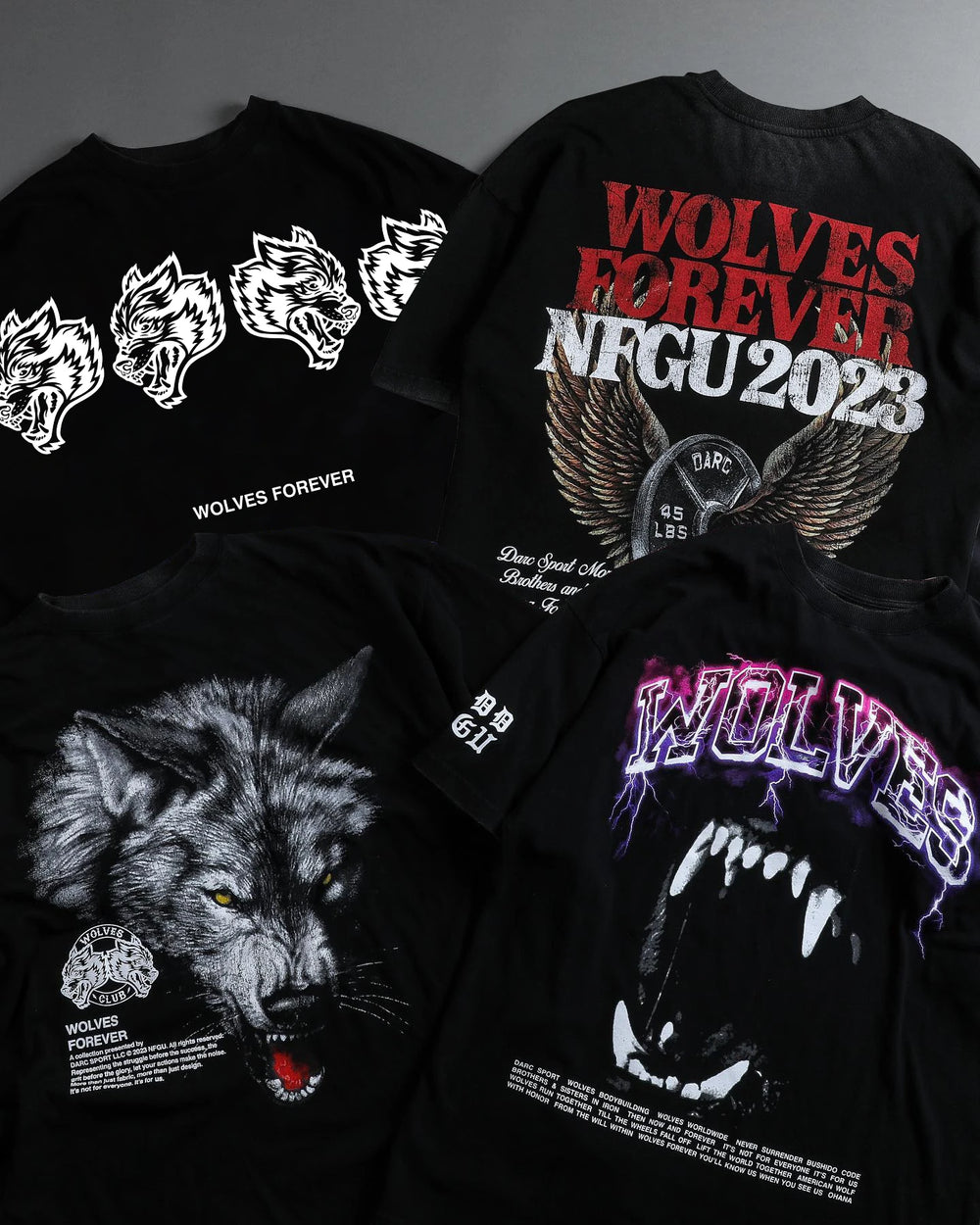 Darc Wolves Sport Gym T Shirts Oversized