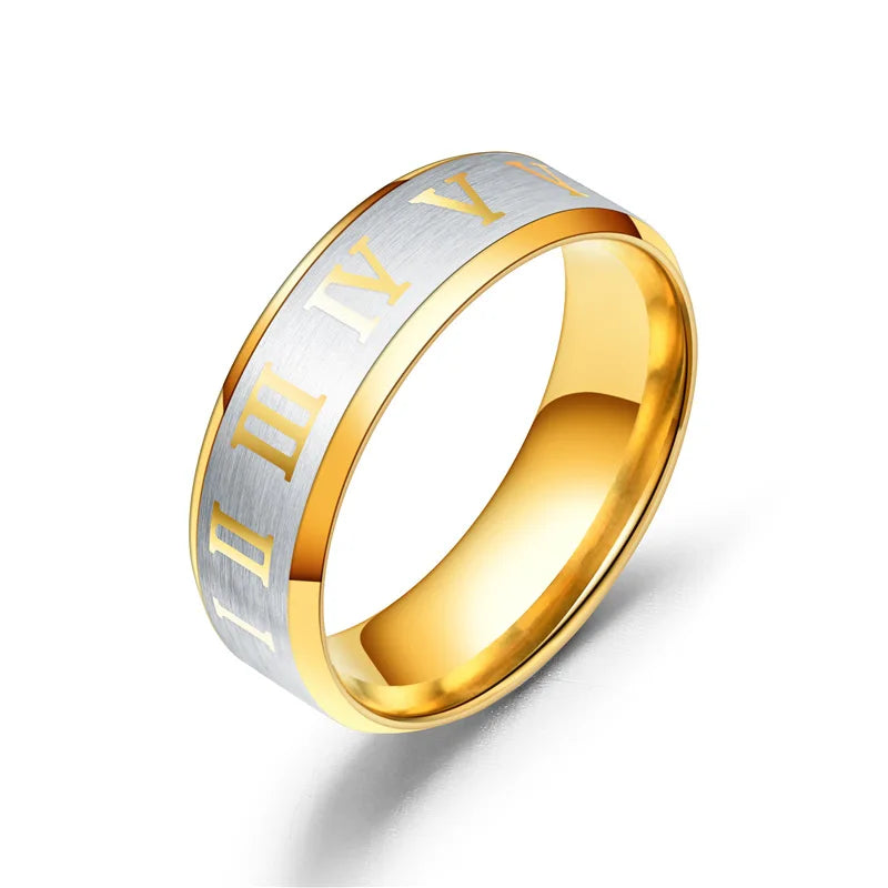 Titanium Steel Men Ring For woman Stainless Steel Ring Black Couple Roman Numeral Ring