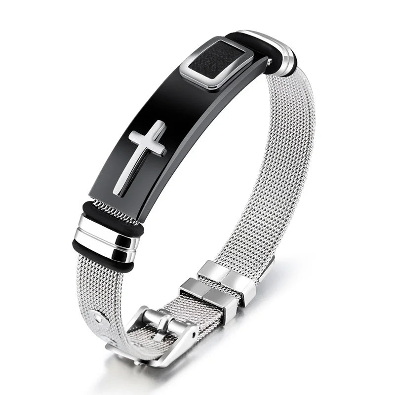 Cross Stainles Steel Mesh Belt Bracelet Fashion