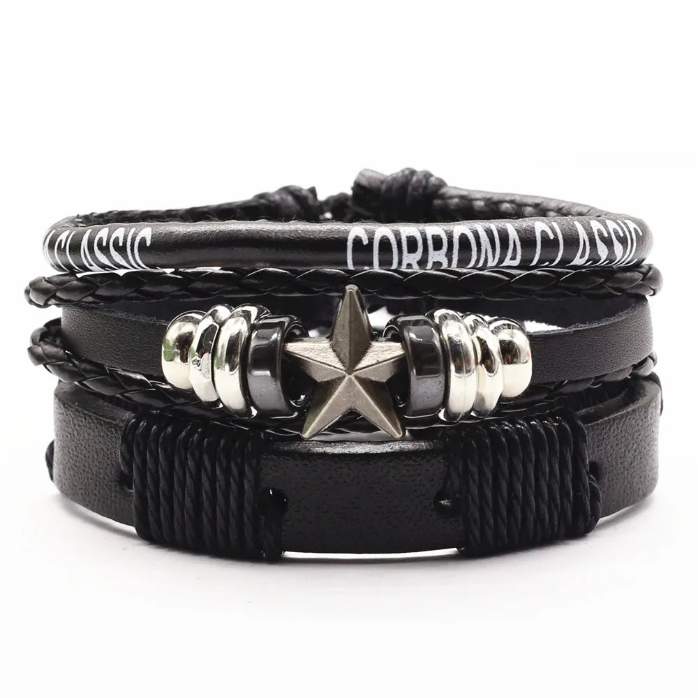 3 Pcs/Set TRUST IN GOD Cross Leather Bracelets MEN Bangles, For WOMEN Wood Beads Feather