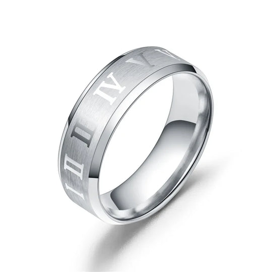 Titanium Steel Men Ring For woman Stainless Steel Ring Black Couple Roman Numeral Ring