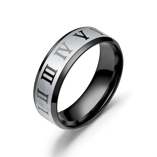 Titanium Steel Men Ring For woman Stainless Steel Ring Black Couple Roman Numeral Ring