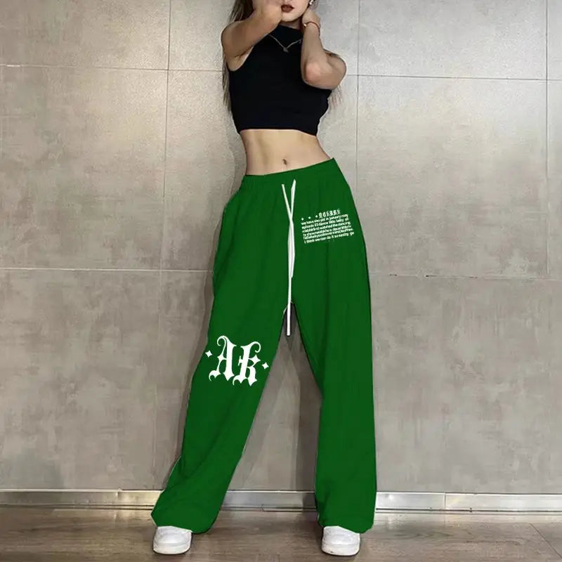 Sweatpants Korean Elastic Waist Loose Sports Wide Leg Trousers