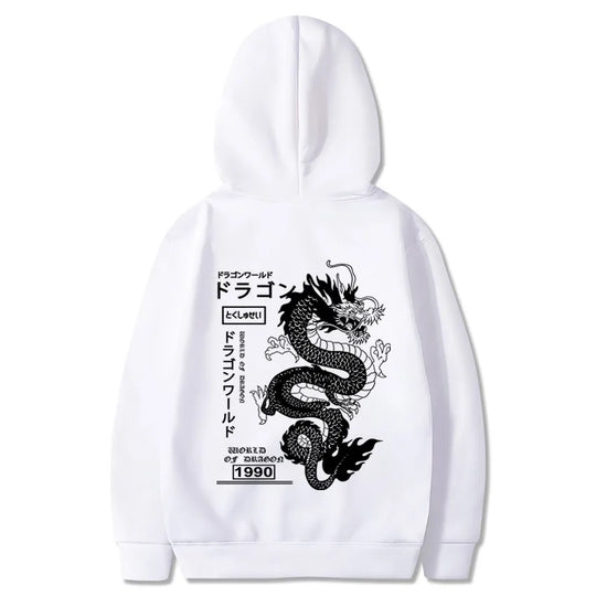 Chinese Dragon Printed Hoodie, Front and Back Printed Y2K