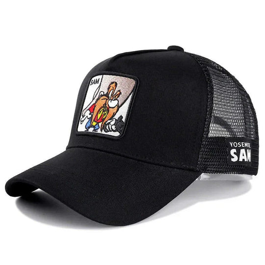 Anime Cartoon Snapback Hat – Unisex Mesh Trucker Cap for Men & Women, Cotton Hip Hop Style