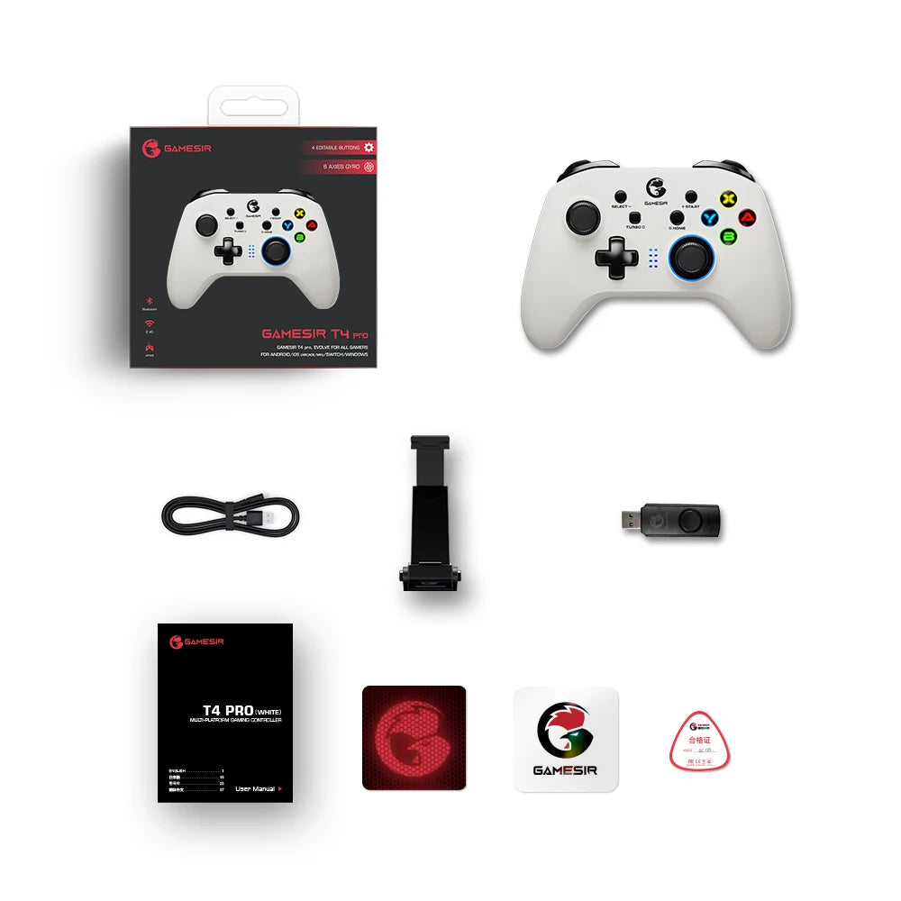 GameSir T4 Pro 2.4G - Mando inalámbrico para móvil, Bluetooth, con giroscopio de 6 ejes, para Nintendo Switch, Android, iPhone, PC, joystick