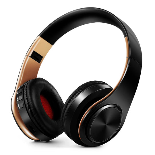 Gold Wireless Headphones Bluetooth Earphone Stereo Headset with Build-in MIC