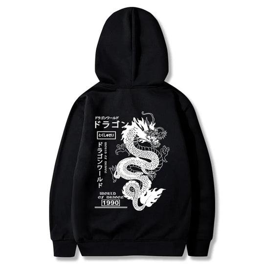 Chinese Dragon Printed Hoodie, Front and Back Printed Y2K