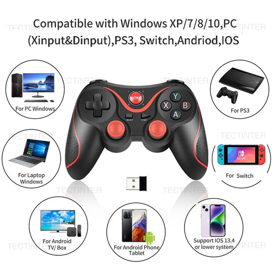 Joystick inalámbrico Terios T3 X3 Gamepad Controlador de juegos para PC para PS3/iOS Teléfono/TV Box Para Nintendo Switch Accesorios