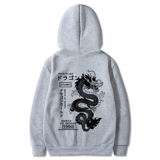 Chinese Dragon Printed Hoodie, Front and Back Printed Y2K