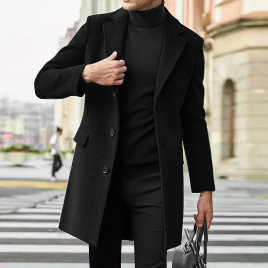 Flap Pocket Jacket Mid-length Warm Jacket Overcoat