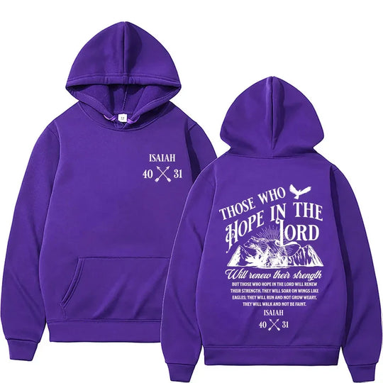 Hope in The Lord Christian Hoodie Y2K Christian Jesus Letters Print Hoodies