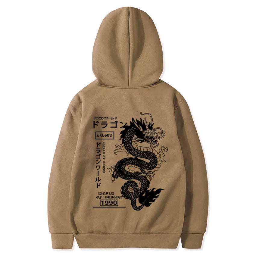 Chinese Dragon Printed Hoodie, Front and Back Printed Y2K