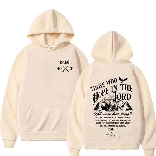 Hope in The Lord Christian Hoodie Y2K Christian Jesus Letters Print Hoodies