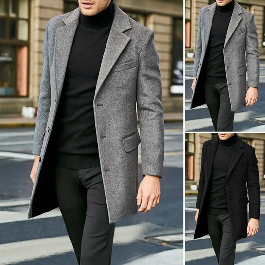 Flap Pocket Jacket Mid-length Warm Jacket Overcoat