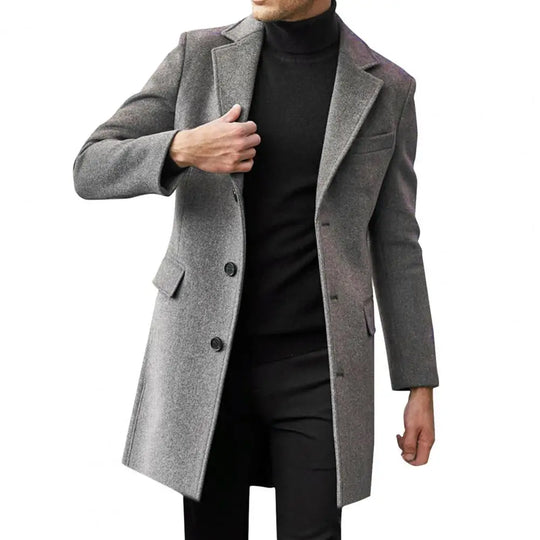 Flap Pocket Jacket Mid-length Warm Jacket Overcoat