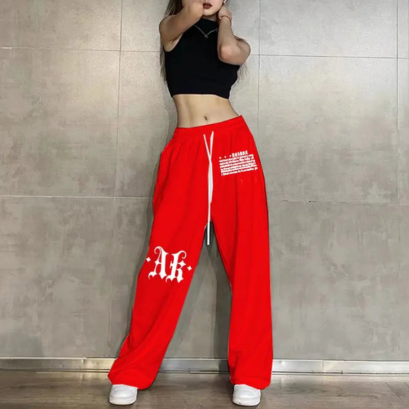 Sweatpants Korean Elastic Waist Loose Sports Wide Leg Trousers