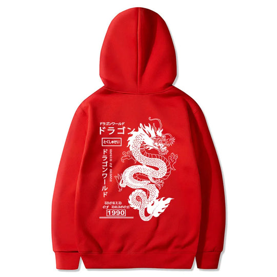 Chinese Dragon Printed Hoodie, Front and Back Printed Y2K