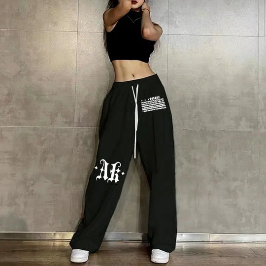 Sweatpants Korean Elastic Waist Loose Sports Wide Leg Trousers