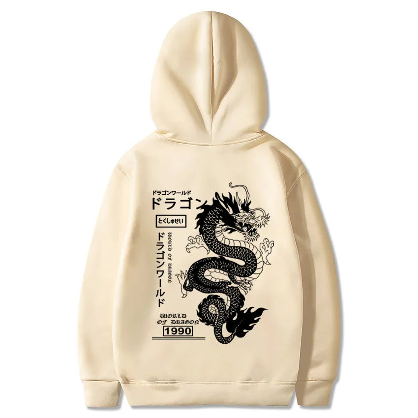 Chinese Dragon Printed Hoodie, Front and Back Printed Y2K