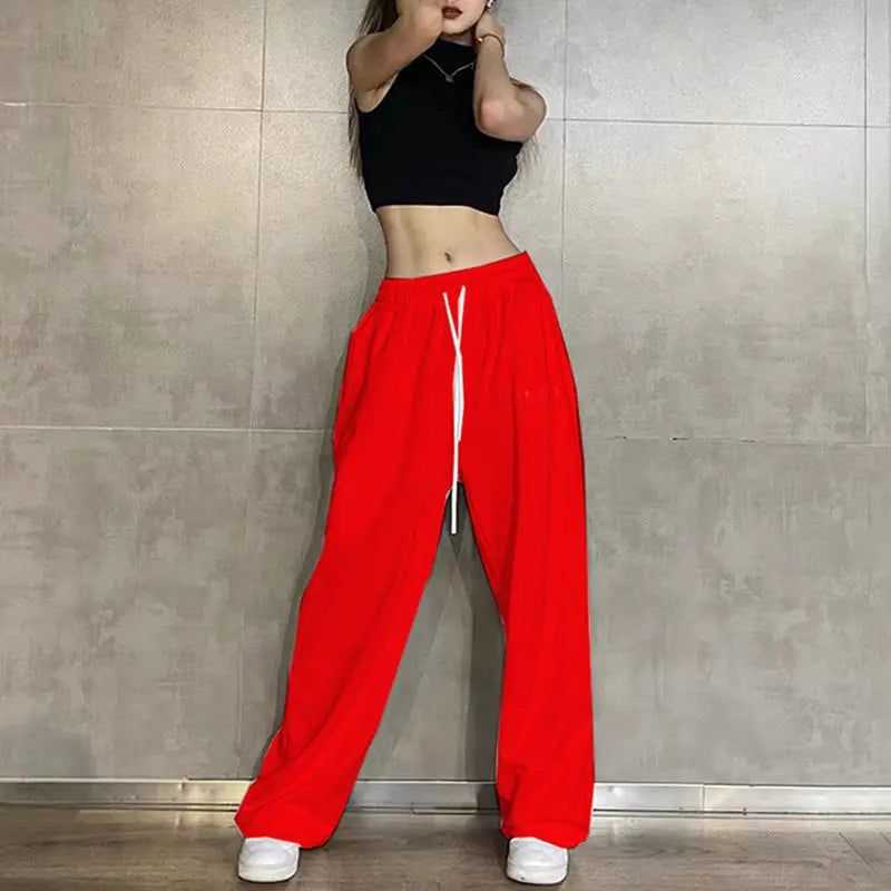 Sweatpants Korean Elastic Waist Loose Sports Wide Leg Trousers