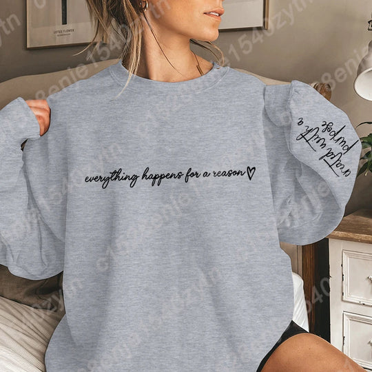 Letter Print Sweatshirt, Long Sleeve Crew Neck Casual Oversized Sweatshirt For Fall & Winter, Women's Plus Size Clothing