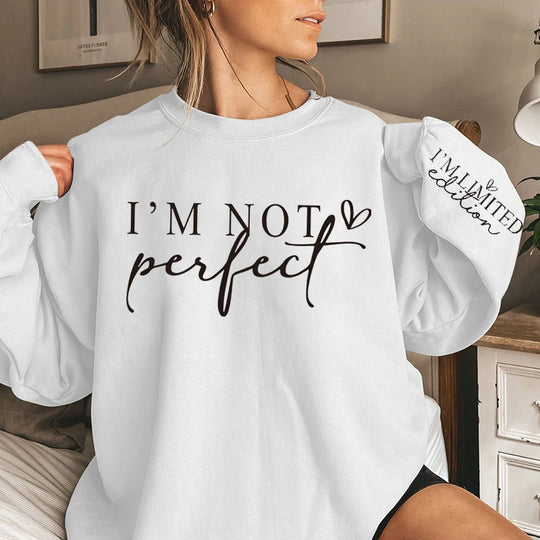 Relaxed Fit I'm Not Perfect Print Crew Neck Sweatshirt Alphabets Print Casual Style for Women Perfect for Winter and Fall Season