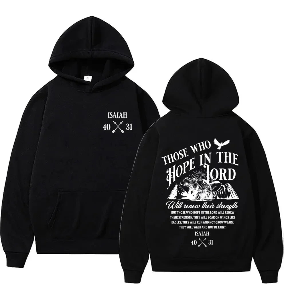 Hope in The Lord Christian Hoodie Y2K Christian Jesus Letters Print Hoodies