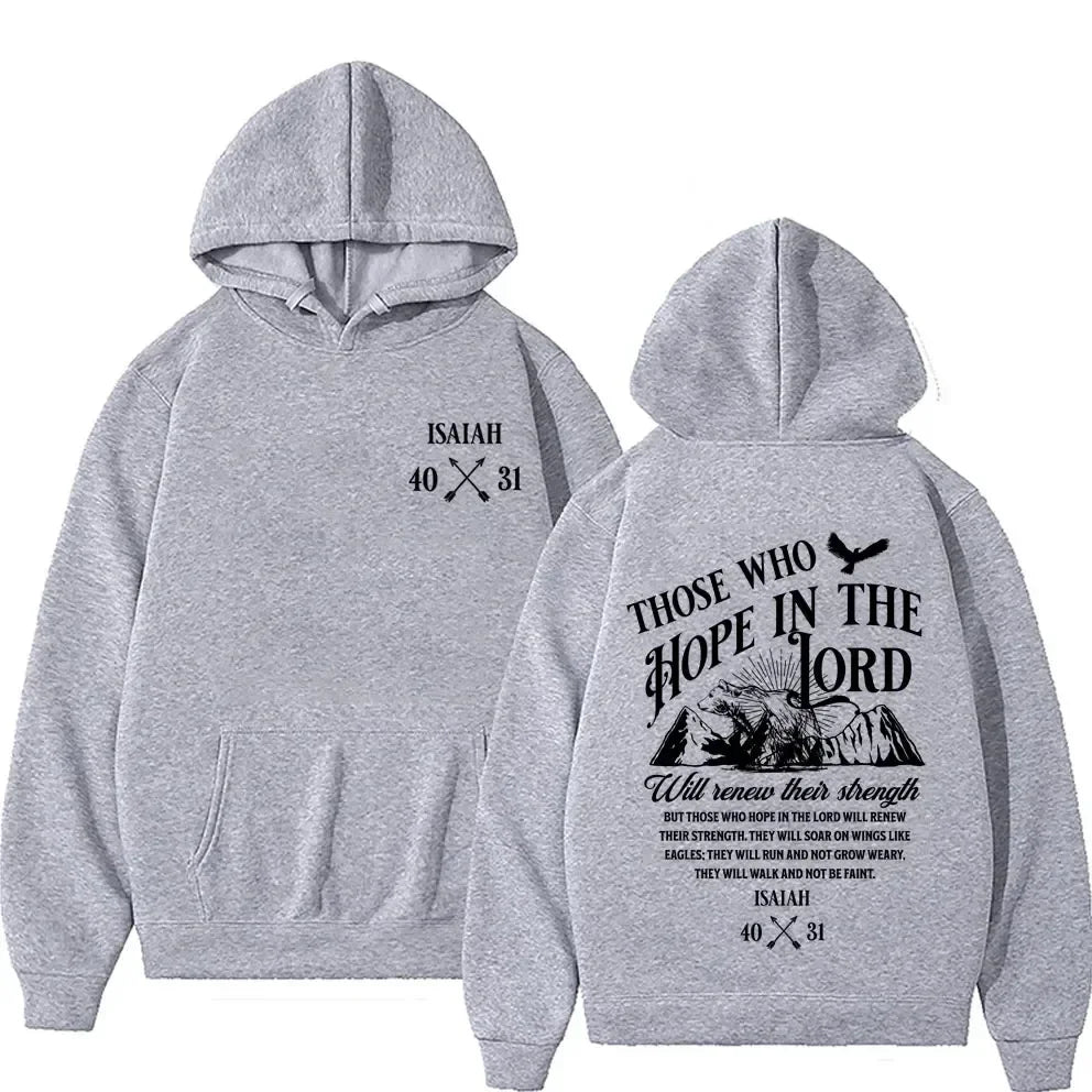 Hope in The Lord Christian Hoodie Y2K Christian Jesus Letters Print Hoodies