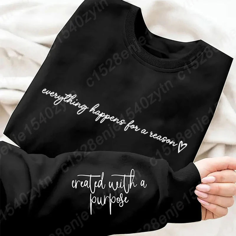 Letter Print Sweatshirt, Long Sleeve Crew Neck Casual Oversized Sweatshirt For Fall & Winter, Women's Plus Size Clothing