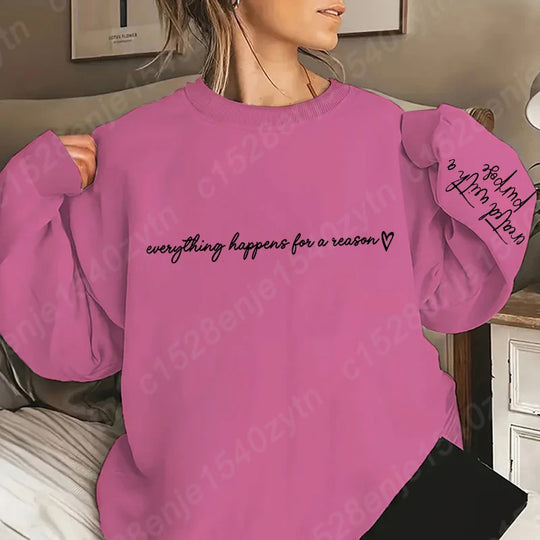 Letter Print Sweatshirt, Long Sleeve Crew Neck Casual Oversized Sweatshirt For Fall & Winter, Women's Plus Size Clothing