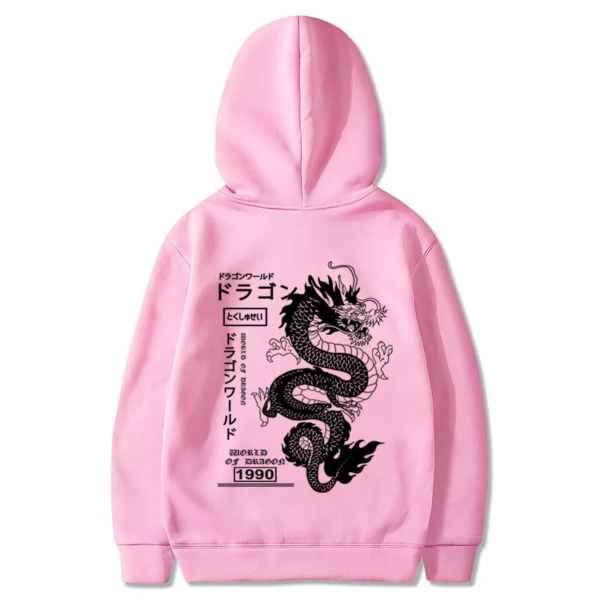 Chinese Dragon Printed Hoodie, Front and Back Printed Y2K