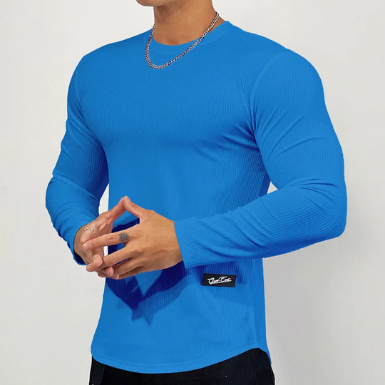 Men’s Slim Fit Long Sleeve T-Shirt – Autumn Winter Gym Fitness & Bodybuilding Top