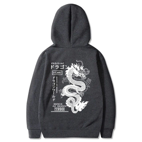 Chinese Dragon Printed Hoodie, Front and Back Printed Y2K