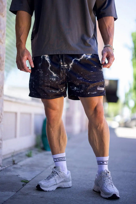 YA New Shorts Men's Sports Mesh Quick Drying Hipster Boxing Leg Training Hole Cloth Muscle Fitness Basketball Hipster Pants