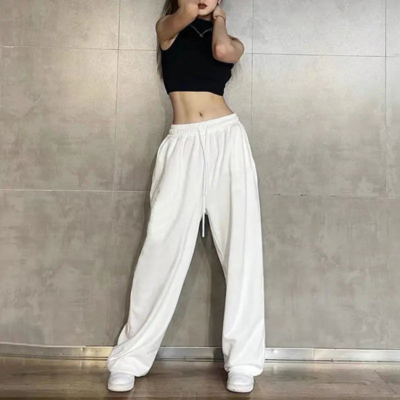 Sweatpants Korean Elastic Waist Loose Sports Wide Leg Trousers