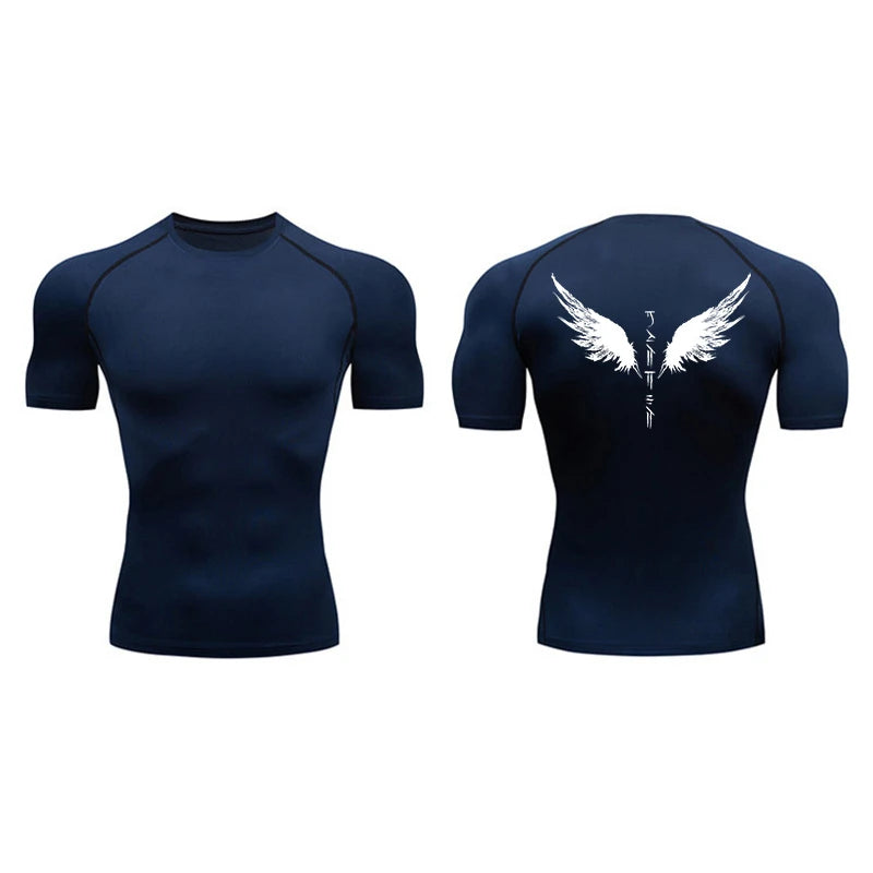 Yin Yang Sword Print Compression Shirt for Men – Quick Dry, Athletic Gym & Running T-Shirt