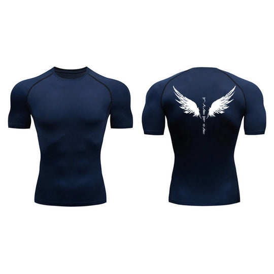 Yin Yang Sword Print Compression Shirt for Men – Quick Dry, Athletic Gym & Running T-Shirt