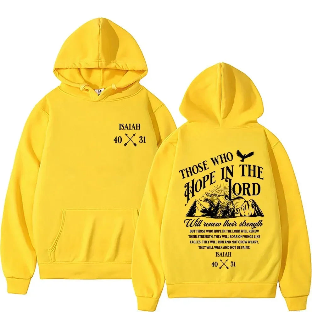 Hope in The Lord Christian Hoodie Y2K Christian Jesus Letters Print Hoodies