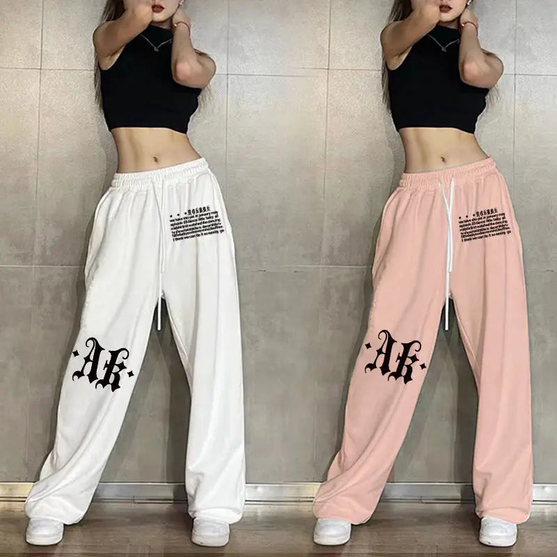 Sweatpants Korean Elastic Waist Loose Sports Wide Leg Trousers