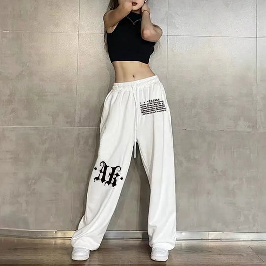 Sweatpants Korean Elastic Waist Loose Sports Wide Leg Trousers