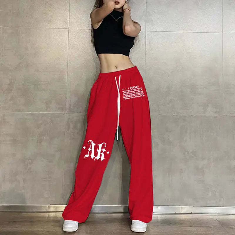 Sweatpants Korean Elastic Waist Loose Sports Wide Leg Trousers