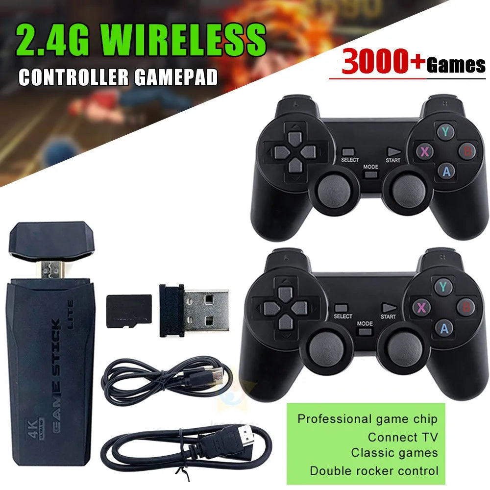 Video Game Console 2.4G Double Wireless Controller Game Stick 4K 20000 games 64GB 32GB Retro games For TV boy gift