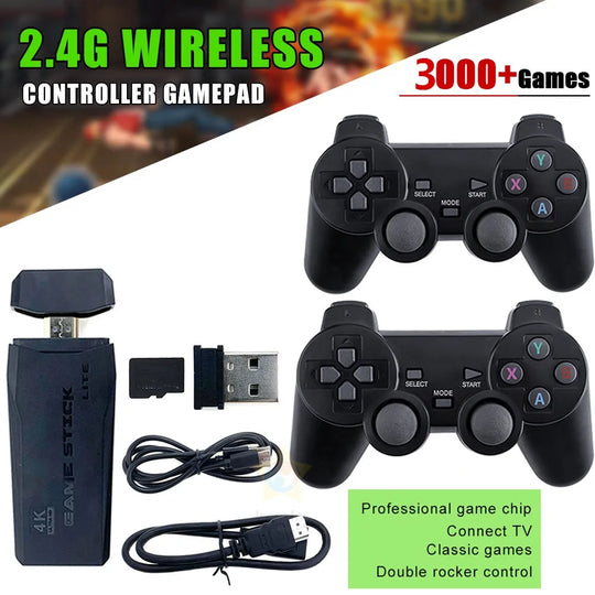 Video Game Console 2.4G Double Wireless Controller Game Stick 4K 20000 games 64GB 32GB Retro games For TV boy gift