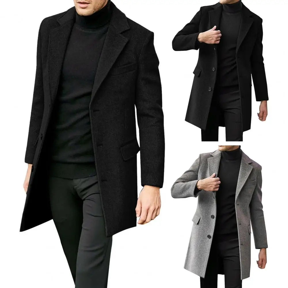 Flap Pocket Jacket Mid-length Warm Jacket Overcoat