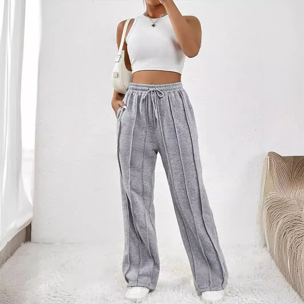 Women’s High Waist Streetwear Sweatpants – Wide-Leg Loose Fit Joggers for Casual & Sport