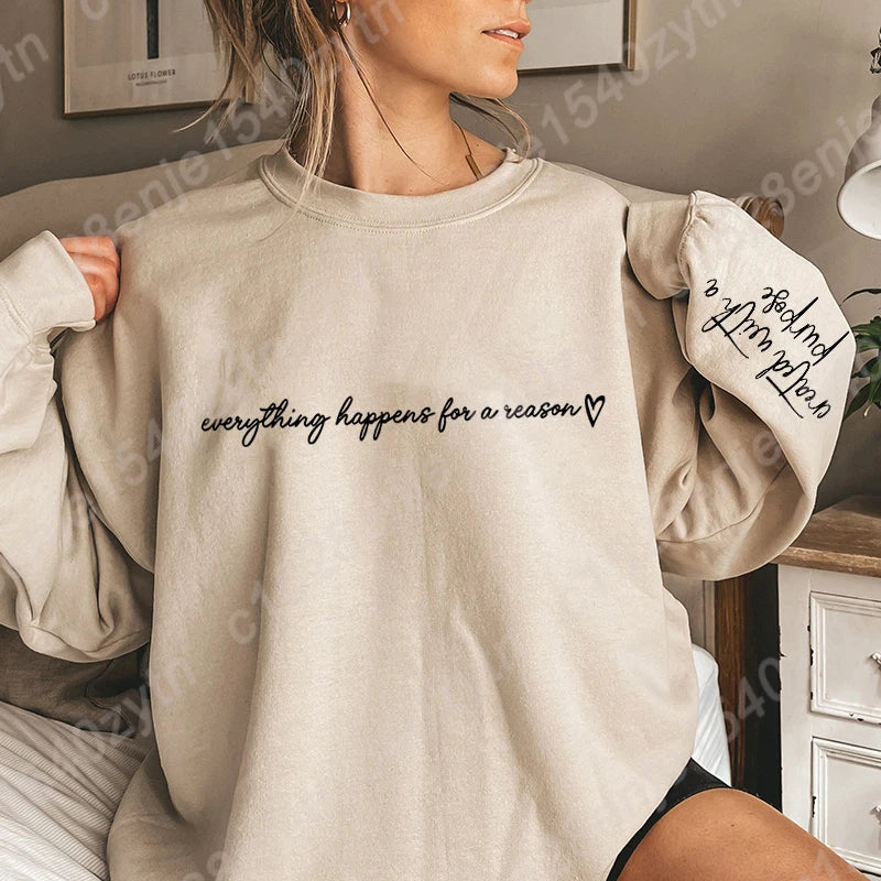 Letter Print Sweatshirt, Long Sleeve Crew Neck Casual Oversized Sweatshirt For Fall & Winter, Women's Plus Size Clothing