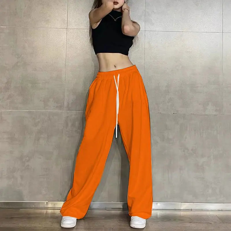 Sweatpants Korean Elastic Waist Loose Sports Wide Leg Trousers