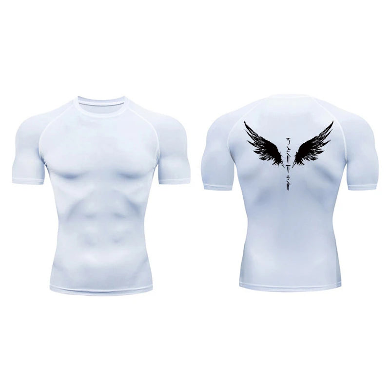 Yin Yang Sword Print Compression Shirt for Men – Quick Dry, Athletic Gym & Running T-Shirt